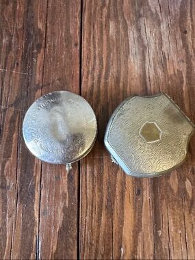 Vintage Silver Tone Compacts  - Pair